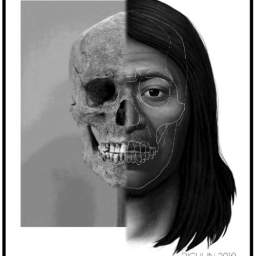 Fifty-Fifty Facial Reconstruction of One of the Skulls found in Excavation Site (CA-SCL-30/H)