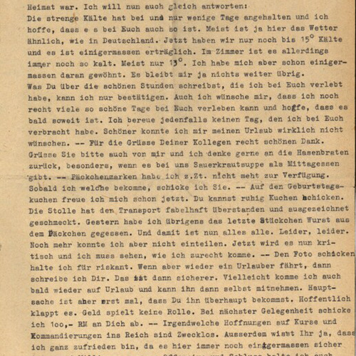 A letter from WWII German soldier, Heinz, to his sister and her family.