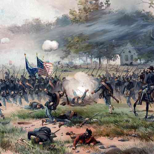 Soldiers charging the church at Antietam