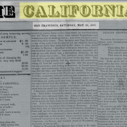 &quot;Californian&quot; up close: Vol.2, No.1, May 22nd 1847