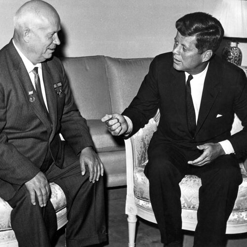 John F. Kennedy meets with Nikita Khrushchev