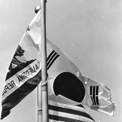 Three flags in Koreatown
