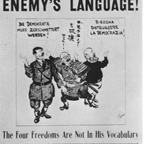 “DON&#039;T SPEAK THE ENEMY’S LANGUAGE! SPEAK AMERICAN!” American WW2 anti-Axis propaganda