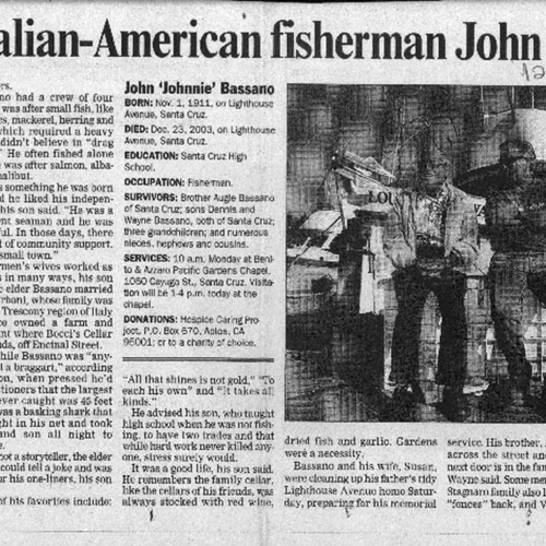 Old-time Italian-American fisherman John Bassano, 92