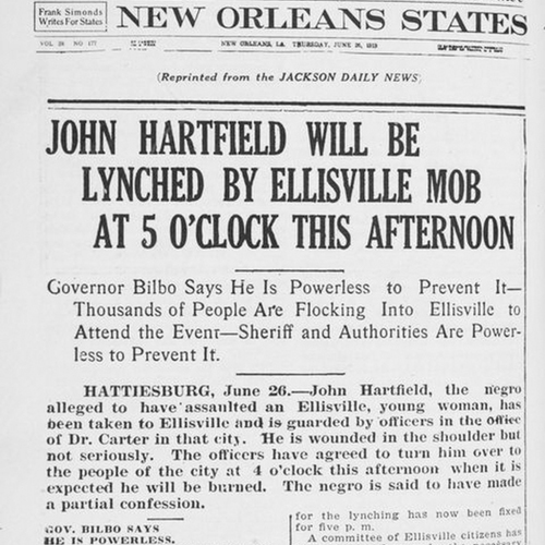 Lynching announcement. John Hartfield will be lynched.