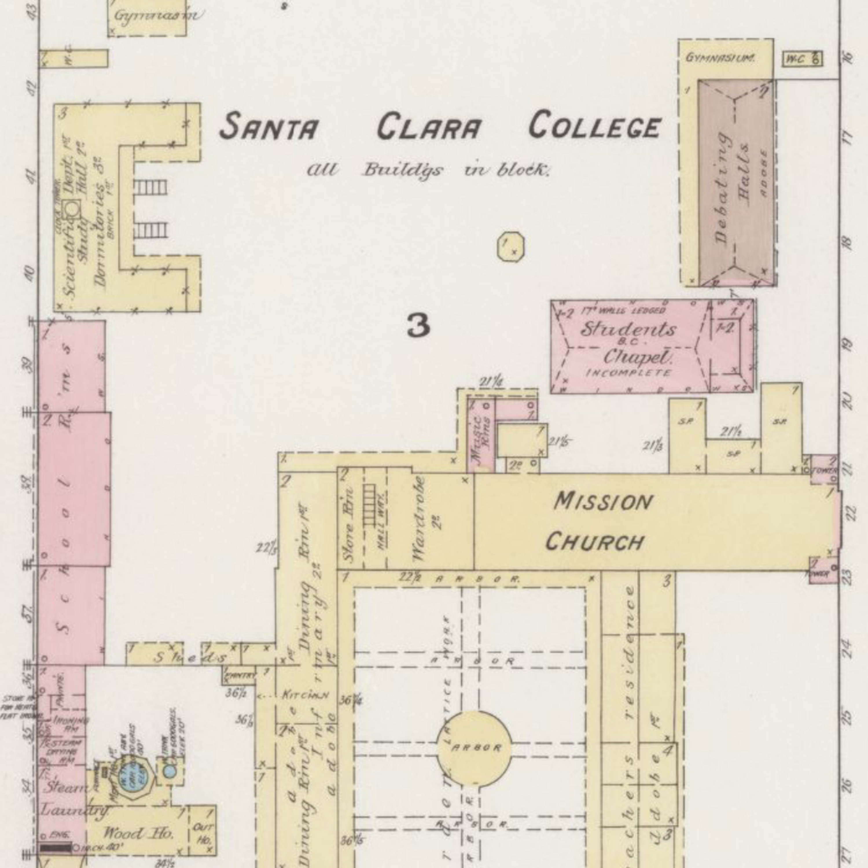 Sanborn Fire Insurance Map Santa Clara College 1887