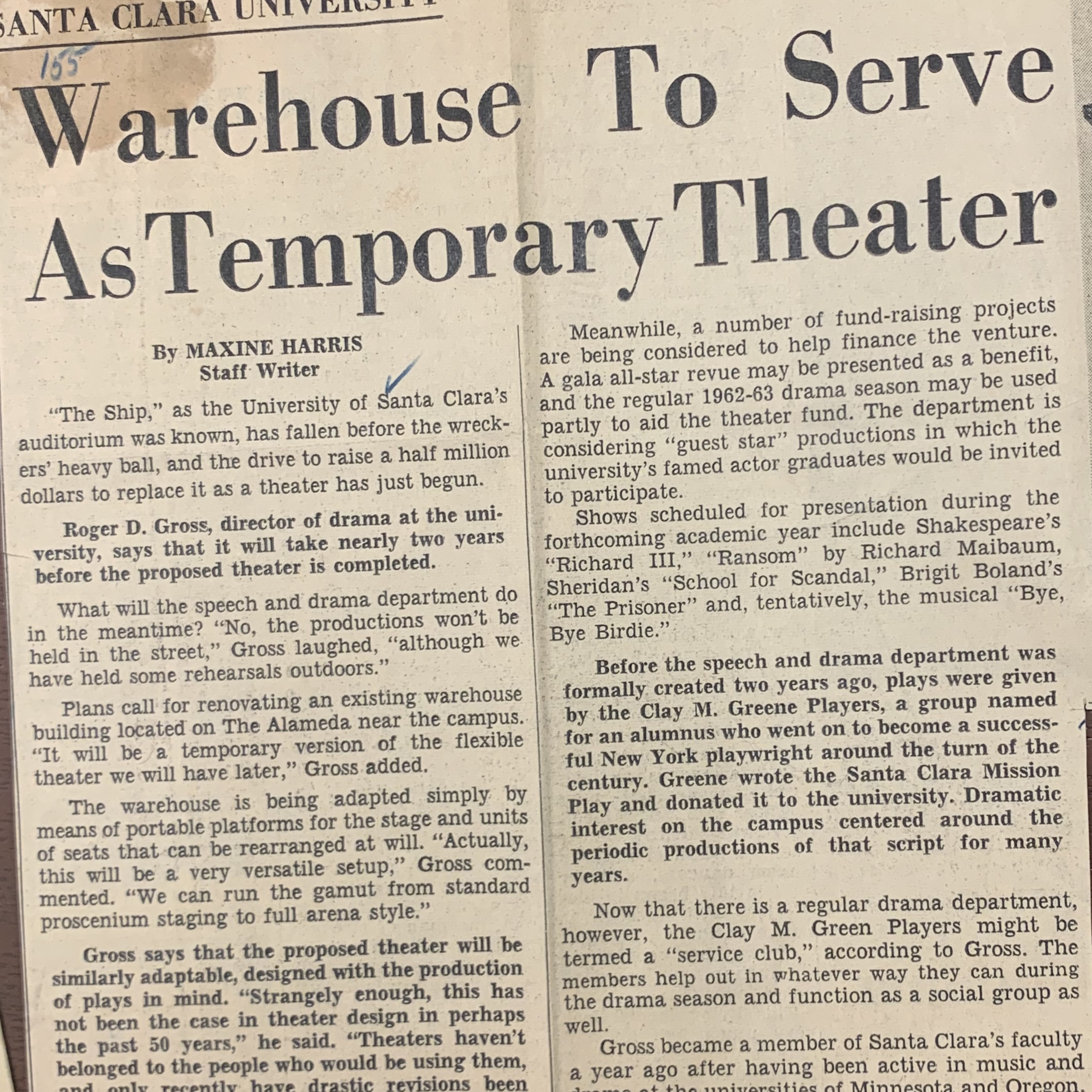 Warehouse to Serve as Temporary Theater