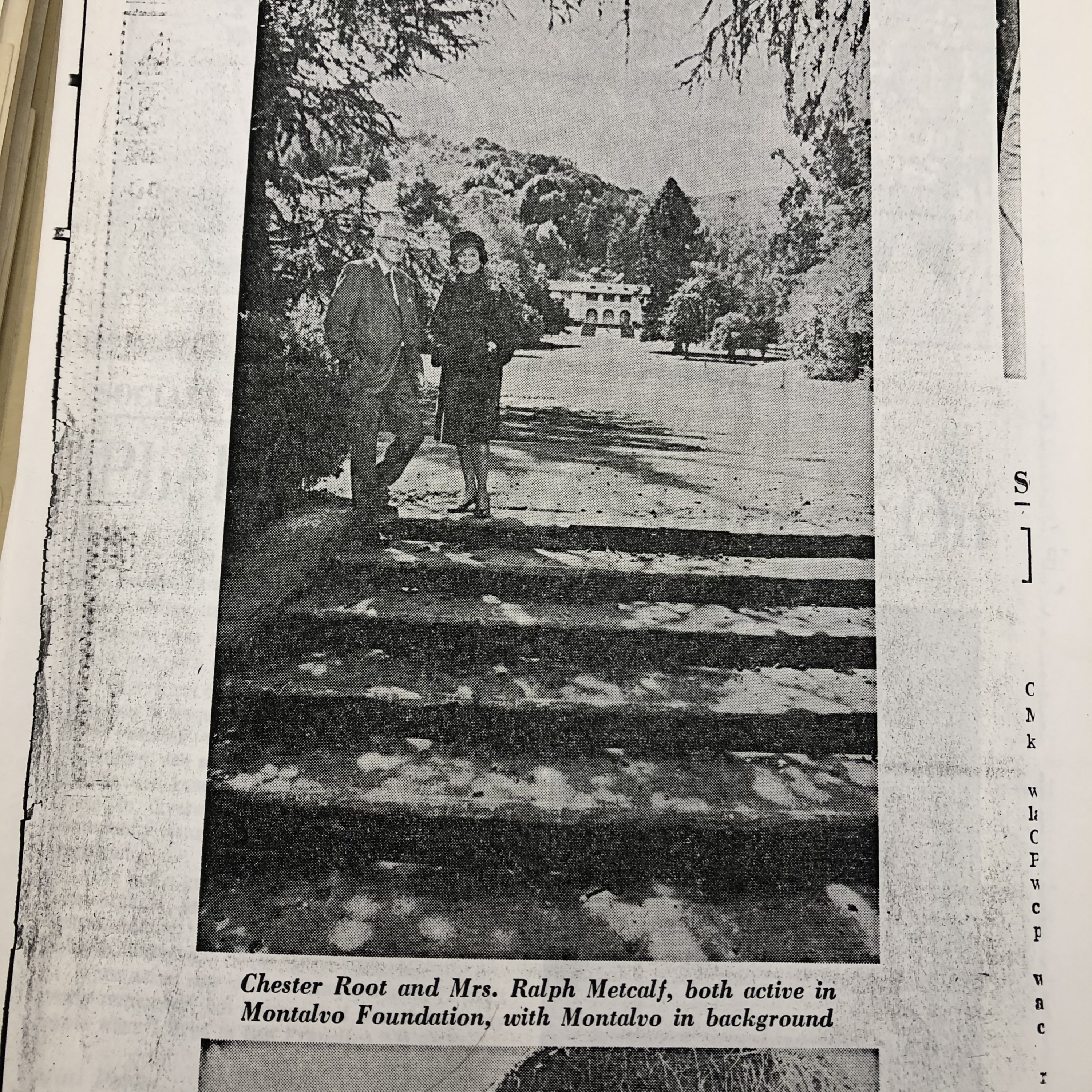 Picture of Chester Root and Mrs. Ralph Metcalf at Montalvo.