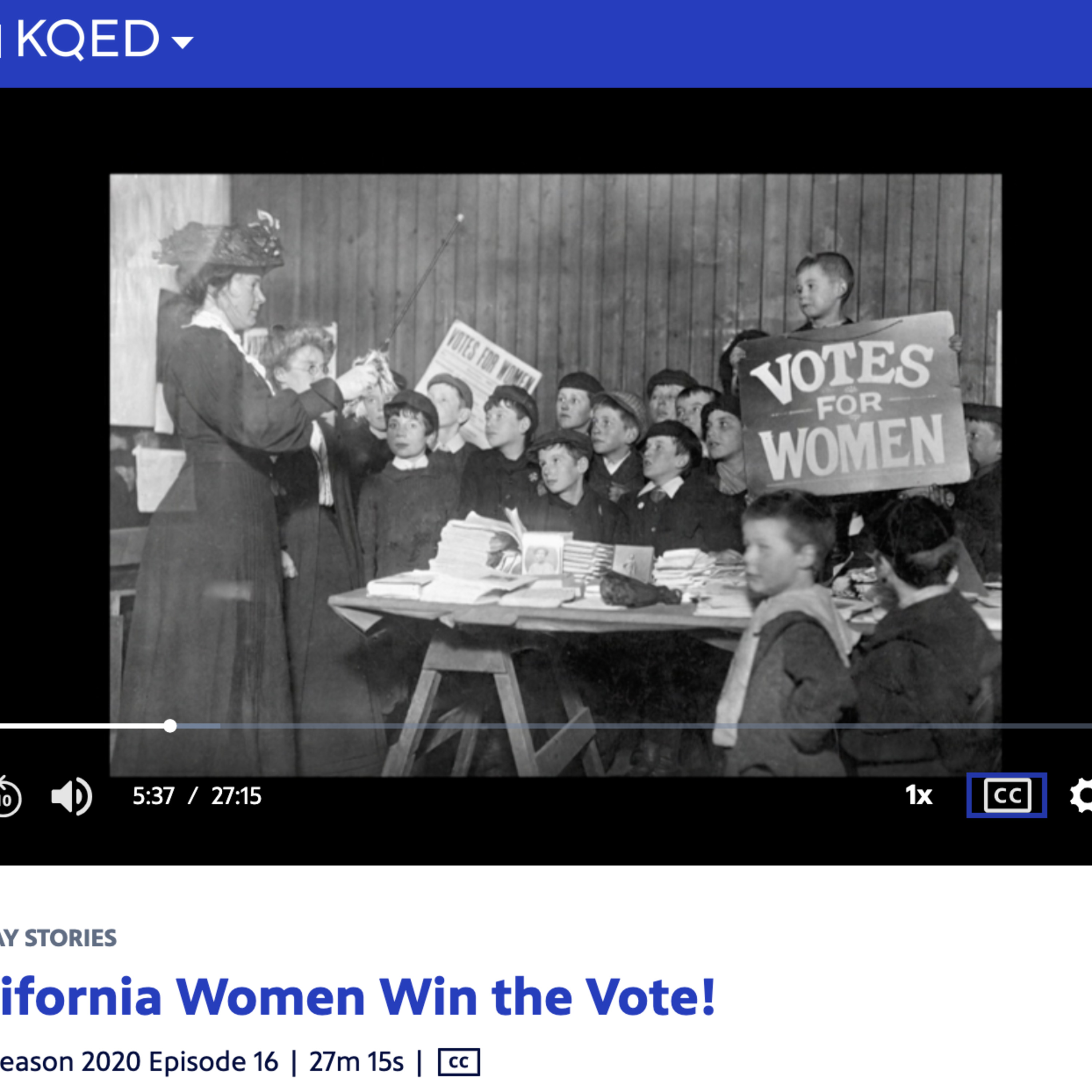 PBS California Women Win the Vote Screenshot