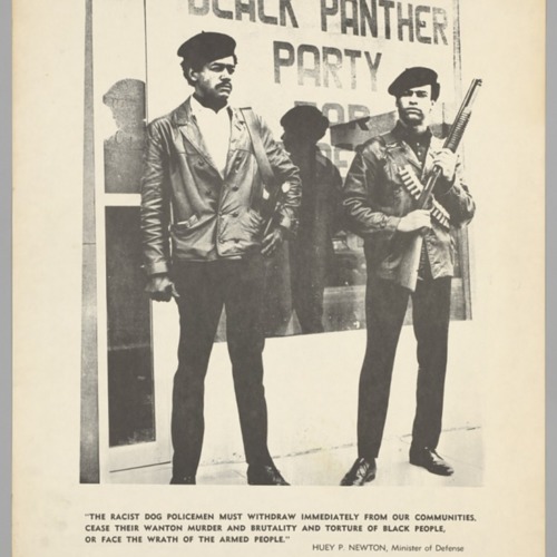 Black and white poster of Huey Newton and Bobby Seale